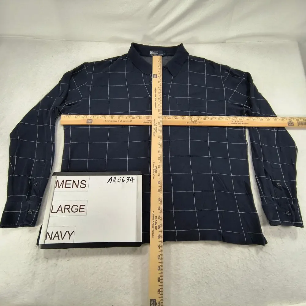 Polo by Ralph Lauren Collared Casual Long Sleeve Polo Shirt Mens Size L Navy